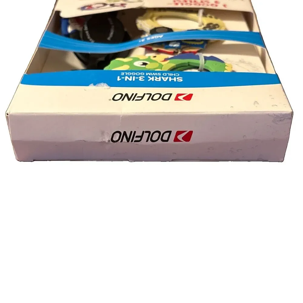 NIB Dolfino Shark 3-in-1 Kids Swim Goggles Ages 3+ Latex-Free